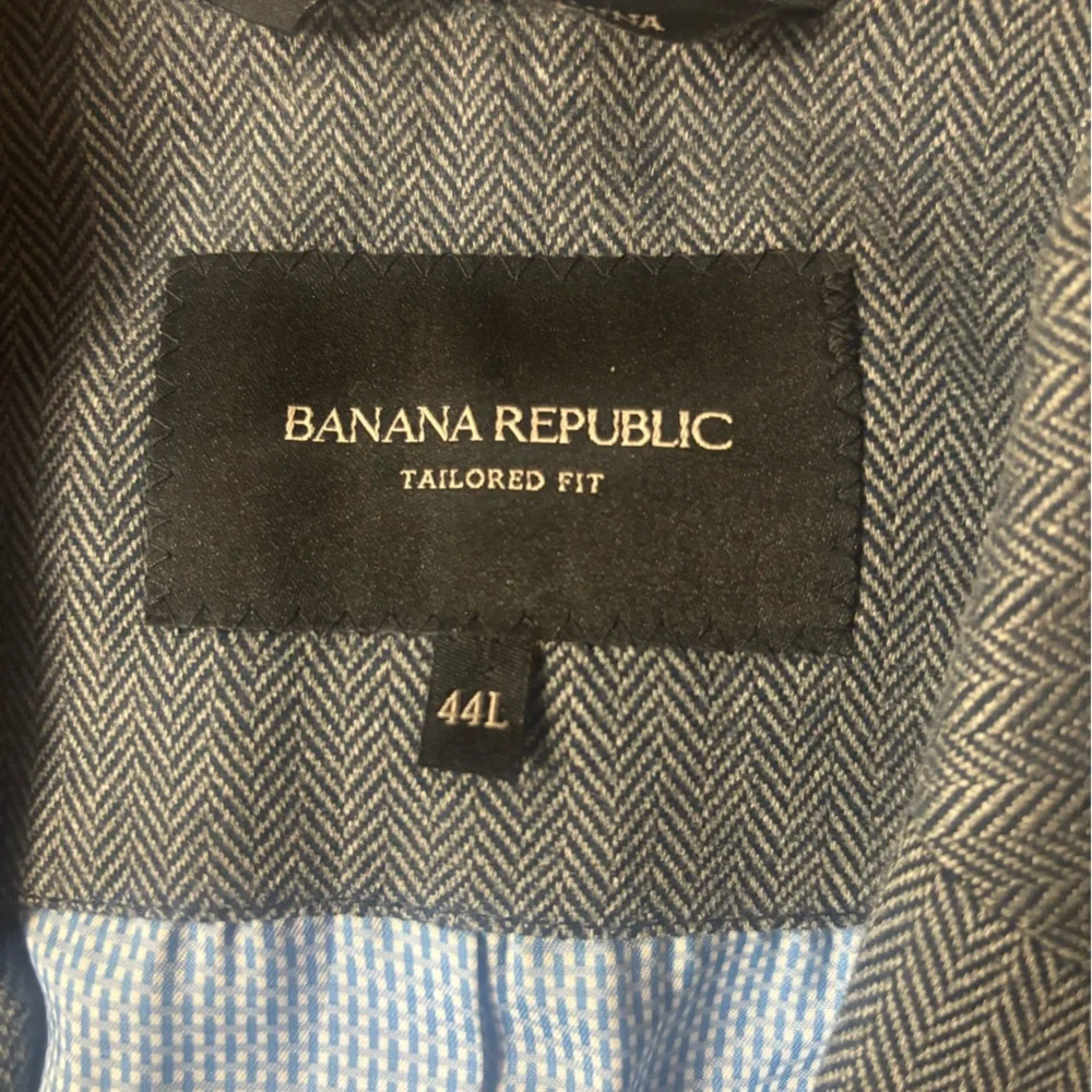 Banana Republic Men's Sport Coat Sz 44L Blue Tailored Fit Cotton Office Career